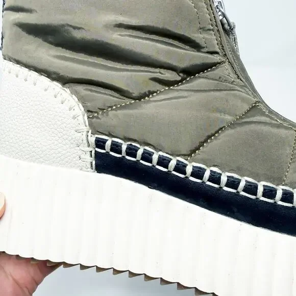 NWOB Dolce Vita Olive Green and Cream Chunky Sneaker Boots Women's US Size 7 - Picture 4 of 8